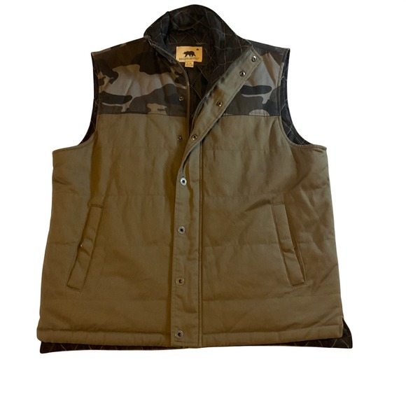 Dakota Grizzly Other - Dakota Grizzly Men's Camo Quilted Vest‎ L Olive Green Puffer Snap Front Pockets